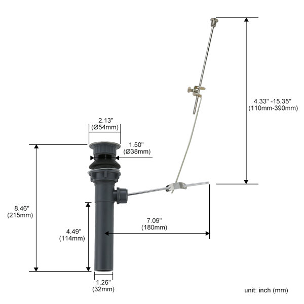 WOWOW Lift Rod Bathroom Sink Drain with Overflow Wayfair